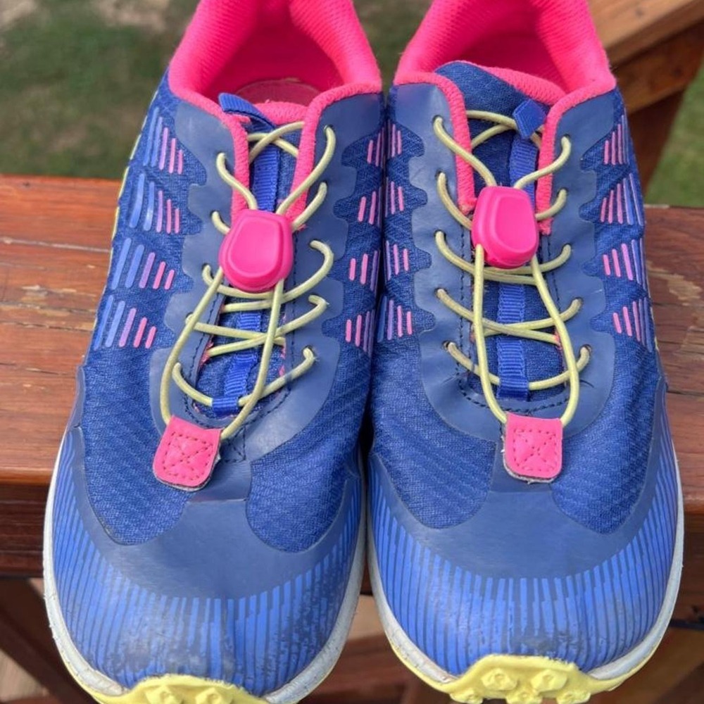 Merrell Agility Peak 5 Youth Cobalt Blue Pink Hiking Trail Sneakers